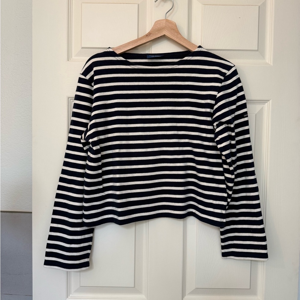 Saint James Navy and White Striped Top